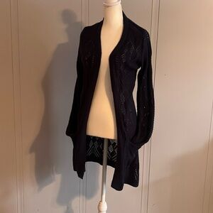 Small Market & Spruce navy blue crochet sweater. 2 pockets.